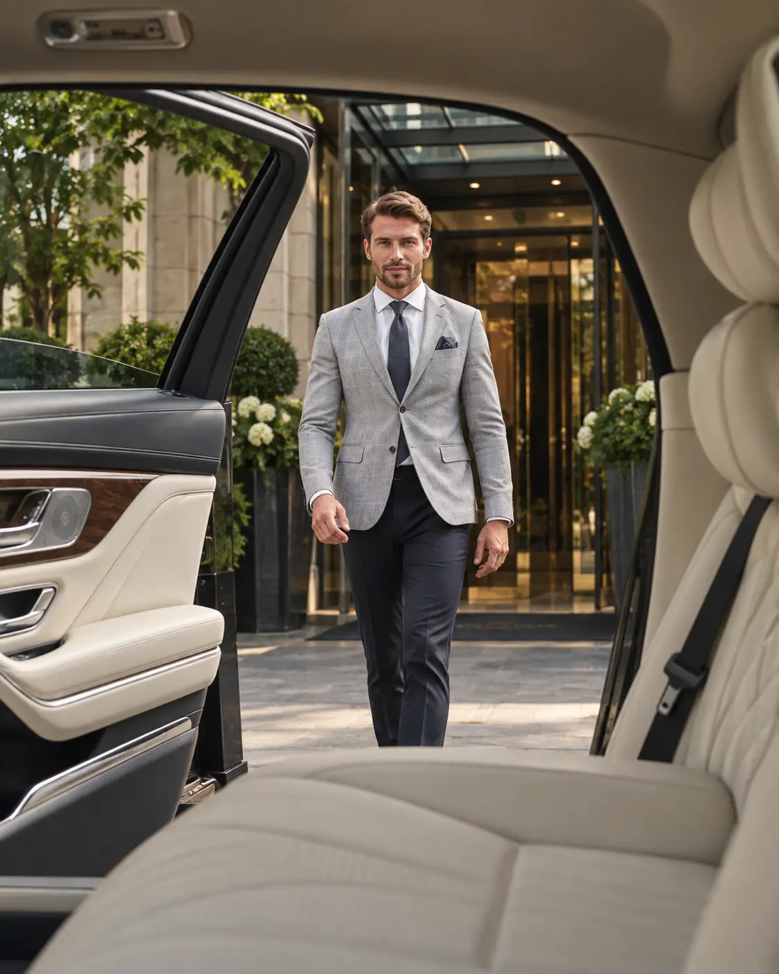 Black Pearl Executive chauffeur welcoming a gentleman to a private executive car